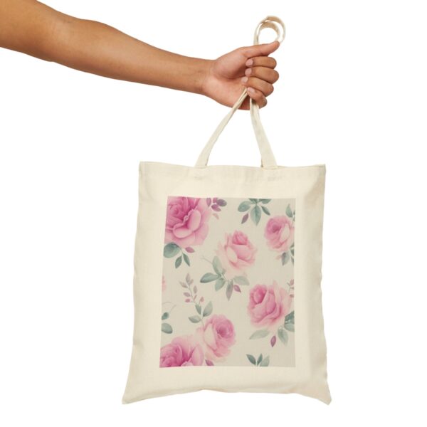 Pink Roses Cotton Canvas Tote Bag Bags/Backpacks backpack 5