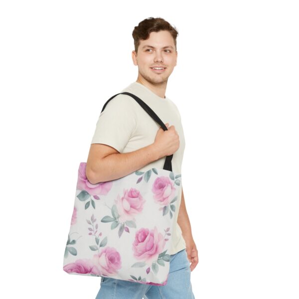 Pink Roses Tote Bag (AOP) Bags/Backpacks All-Over Print Totes 11