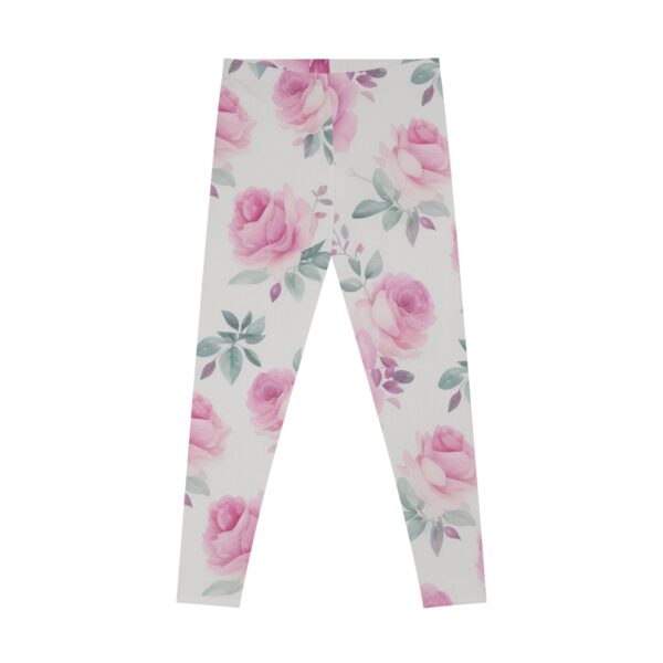 Pink Rose Stretchy Leggings (AOP) Clothing Activewear 8
