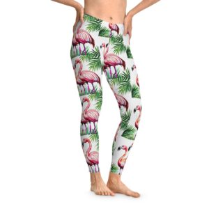 Flamingos Stretchy Leggings (AOP) Clothing Activewear