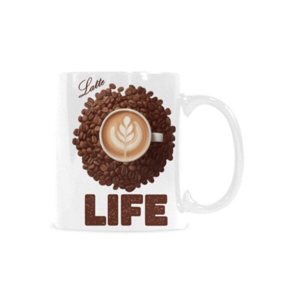 Ceramic Mug – 11 oz White –  Latte Life Drinkware Artistic Beverage Cups 2