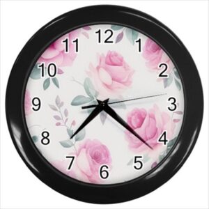 Pink Rose – FREE Shipping – Wall Clock (Black) CN Custom Artwork Wall Clocks