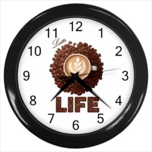 Latte Life – FREE Shipping – Wall Clock (Black) CN Custom Artwork Wall Clocks