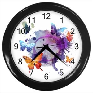 Butterfly Splash – FREE Shipping – Wall Clock (Black) CN Custom Artwork Wall Clocks