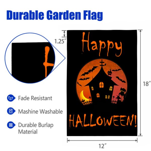 Linen Garden Flag Banner – Halloween
– Haunted House 12″x18″ Garden Banner Flags Decorative Yard 6