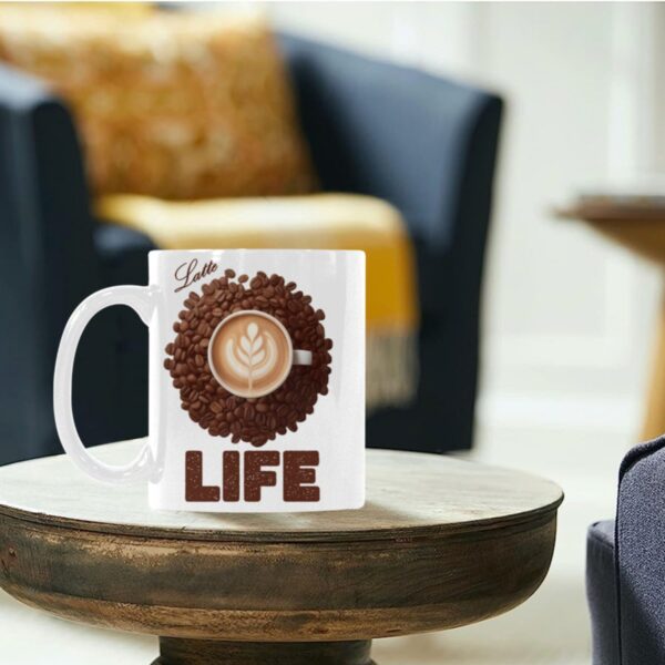 Ceramic Mug – 11 oz White –  Latte Life Drinkware Artistic Beverage Cups