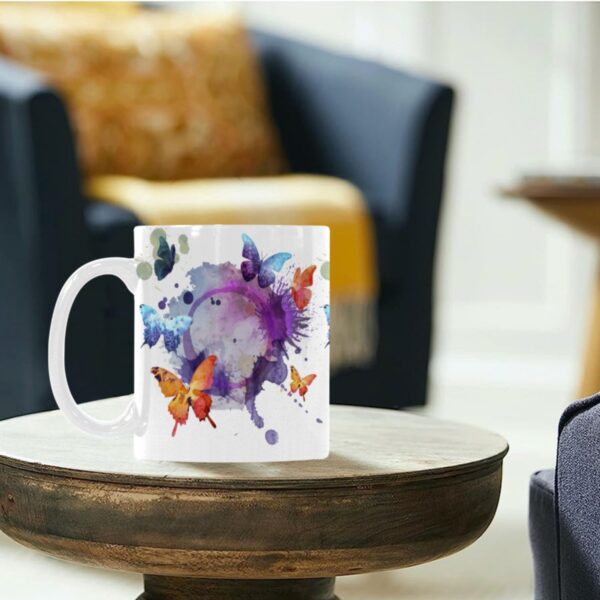 Ceramic Mug – 11 oz White –  Butterfly Splash Drinkware Artistic Coffee Cups