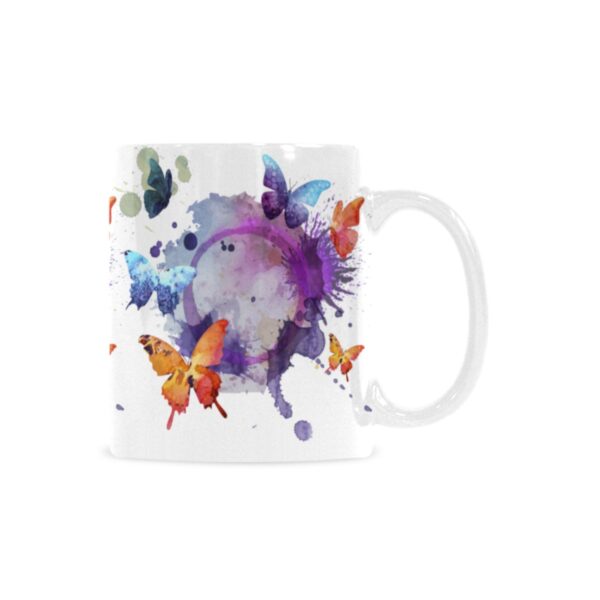 Ceramic Mug – 11 oz White –  Butterfly Splash Drinkware Artistic Coffee Cups 2