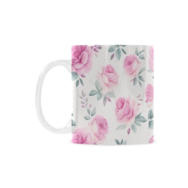 Ceramic Mug – 11 oz White –  Pink Rose Drinkware Artistic Coffee Cups 7