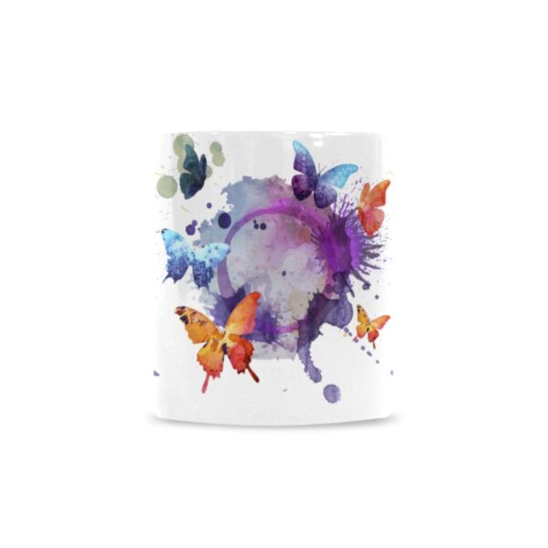 Ceramic Mug – 11 oz White –  Butterfly Splash Drinkware Artistic Coffee Cups 3