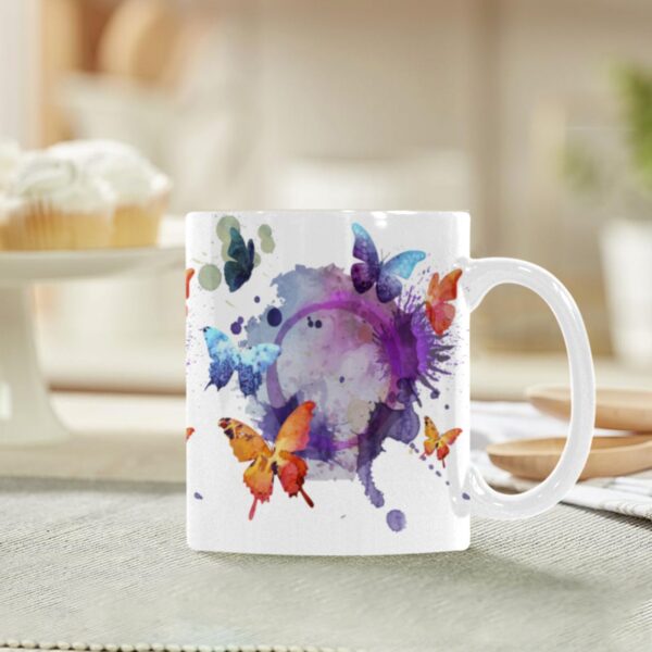 Ceramic Mug – 11 oz White –  Butterfly Splash Drinkware Artistic Coffee Cups 5