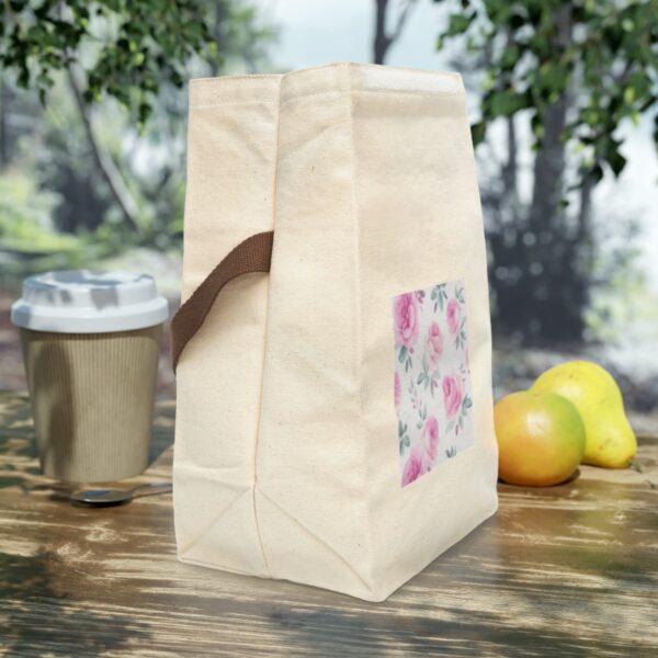 Canvas Lunch Bag “Pink Roses” Reusable Eco-Friendly With Strap Bags/Backpacks Canvas Lunch Tote