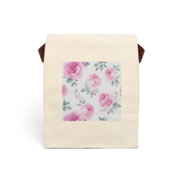Canvas Lunch Bag “Pink Roses” Reusable Eco-Friendly With Strap Bags/Backpacks Canvas Lunch Tote 2