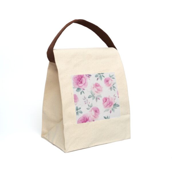 Canvas Lunch Bag “Pink Roses” Reusable Eco-Friendly With Strap Bags/Backpacks Canvas Lunch Tote 3