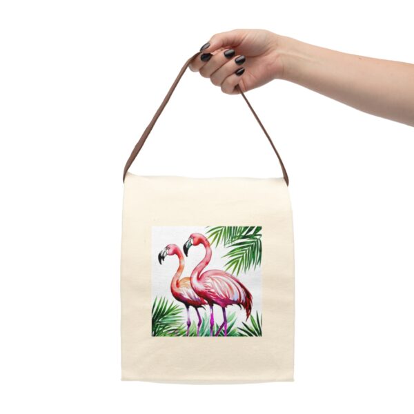 Canvas “Flamingos” Lunch Bag With Strap Bags/Backpacks backpack 4