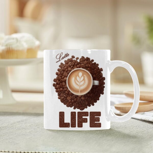 Ceramic Mug – 11 oz White –  Latte Life Drinkware Artistic Beverage Cups 6