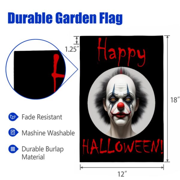 Linen Garden Flag Banner – Halloween
– Scary Clown 12″x18″ Garden Banner Flags Decorative Yard 4