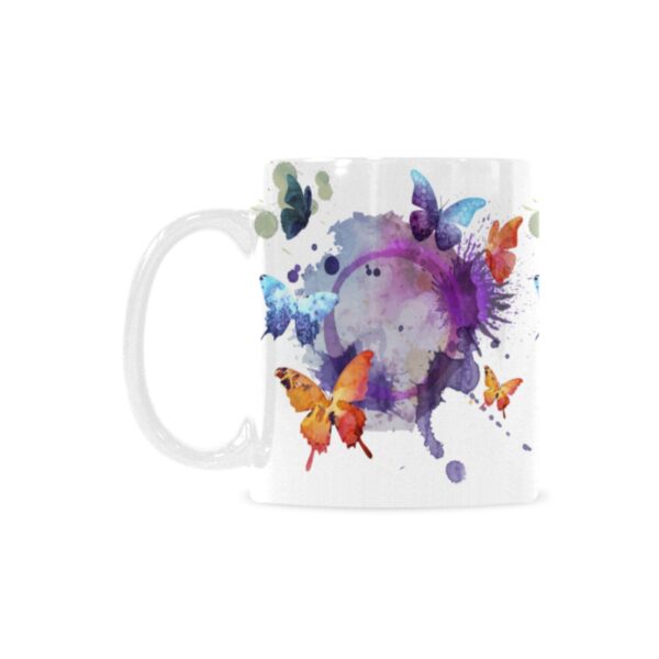 Ceramic Mug – 11 oz White –  Butterfly Splash Drinkware Artistic Coffee Cups 7