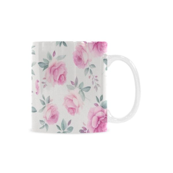 Ceramic Mug – 11 oz White –  Pink Rose Drinkware Artistic Coffee Cups 4
