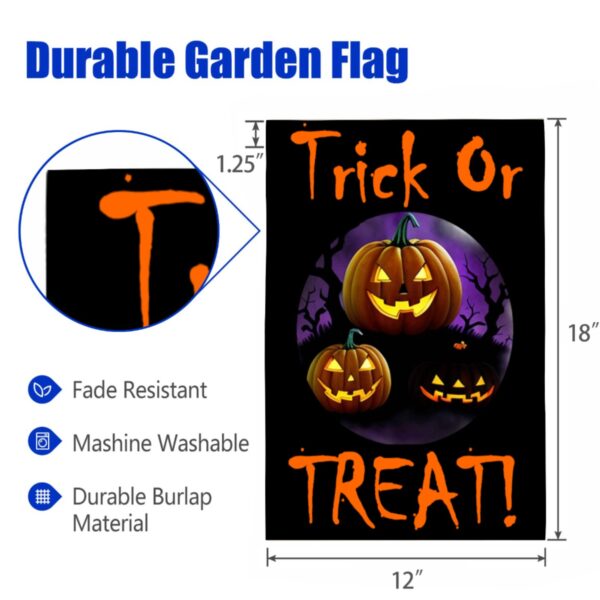 Linen Garden Flag Banner – Halloween
– Tricky Jacks 12″x18″ Garden Banner Flags Decorative Yard 7