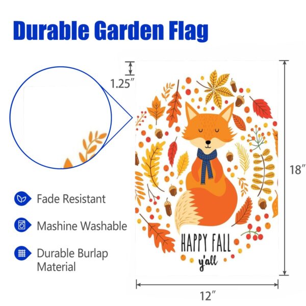 Linen Garden Flag Banner – Fall
– Fox 12″x18″ – White Garden Banner Flags Decorative Yard 3