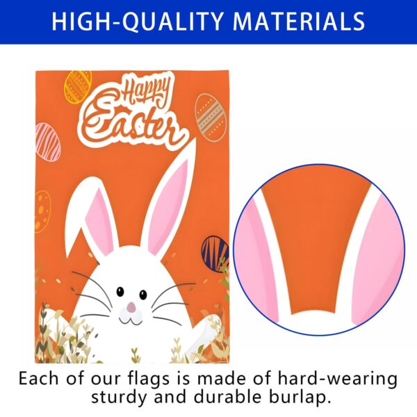 Linen Garden Flag Banner – Easter  – Orange Bunny 12″x18″   Garden Banner Flags Decorative Yard 2