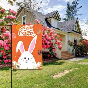 Linen Garden Flag Banner – Easter  – Orange Bunny 12″x18″   Garden Banner Flags Decorative Yard