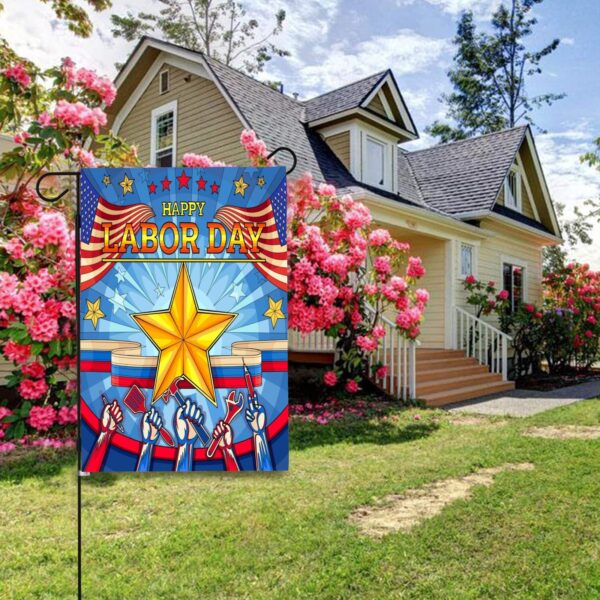Linen Garden Flag Banner – Labor
Day  – Happy Labor Day 12″x18″ Garden Banner Flags Decorative Yard 5