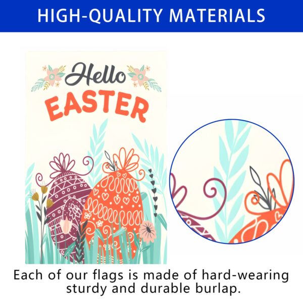 Linen Garden Flag Banner – Easter   – Hello Easter 12″x18″   Garden Banner Flags Decorative Yard 2