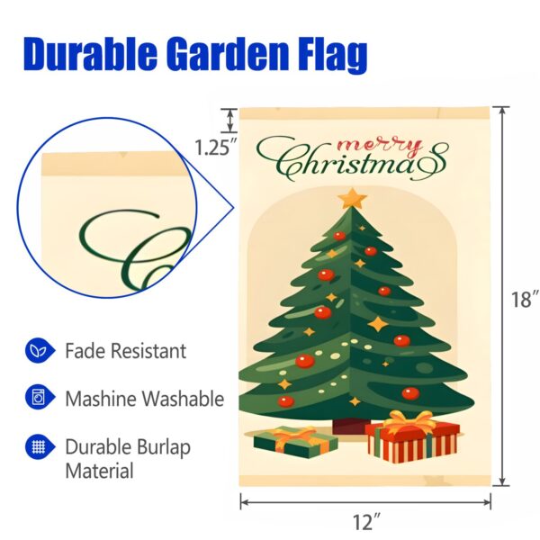 Linen Garden Flag Banner – Christmas
– Merry Christmas Tree 12″x18″   Garden Banner Flags Decorative Yard 3