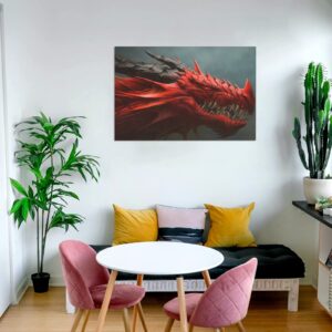 Canvas Prints Wall Art Print Decor – Framed Canvas Print 18×12 inch – Red Dragon 8" x 10" Artistic Wall Hangings