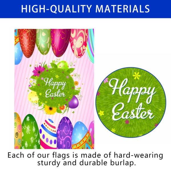 Linen Garden Flag Banner – Easter   – Flower Eggs 12″x18″   Garden Banner Flags Decorative Yard 2