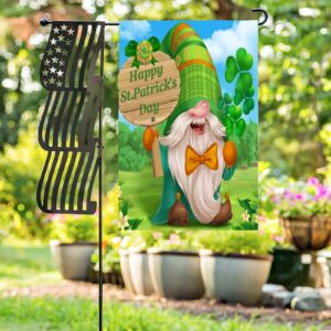 Linen Garden Flag Banner – St.  Patrick’s  – Happy St. Patrick’s 12″x18″ Garden Banner Flags Decorative Yard