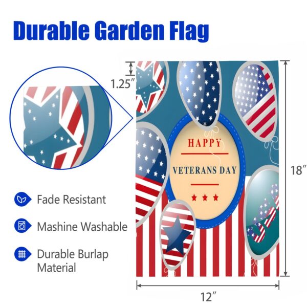 Linen Garden Flag Banner – Veterans  Day  – Happy Veteran 12″x18″   Garden Banner Flags Decorative Yard 3
