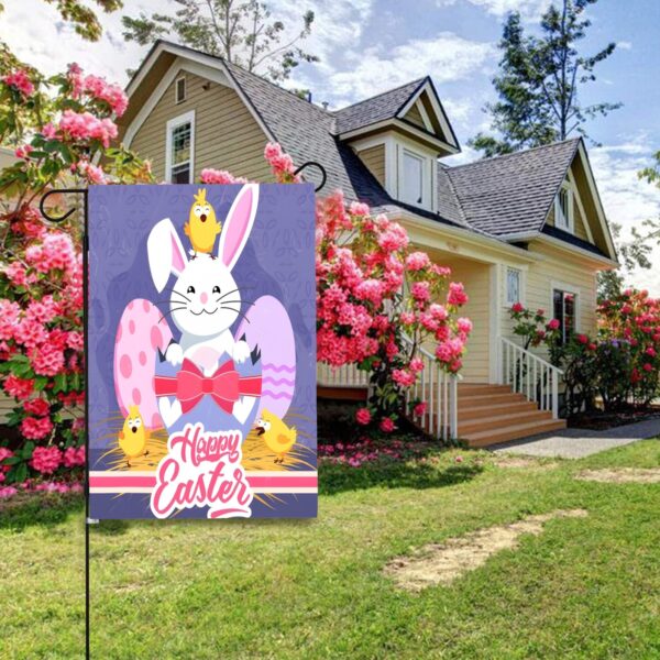 Linen Garden Flag Banner – Easter   – Purple Bunny 12″x18″ – White  Garden Banner Flags Decorative Yard 5