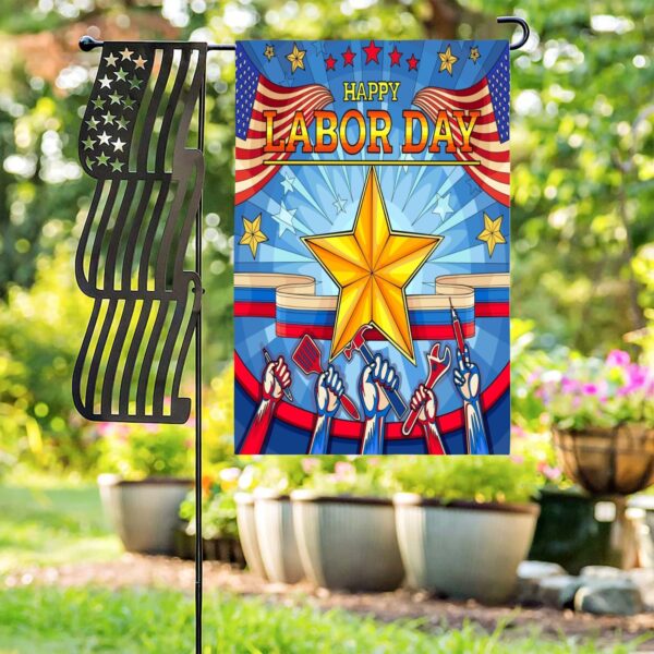 Linen Garden Flag Banner – Labor
Day  – Happy Labor Day 12″x18″ Garden Banner Flags Decorative Yard 4