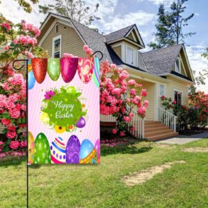 Linen Garden Flag Banner – Easter   – Flower Eggs 12″x18″   Garden Banner Flags Decorative Yard