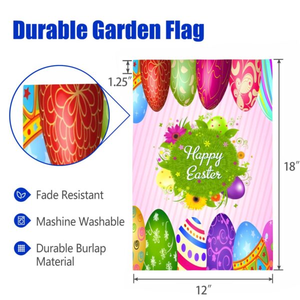 Linen Garden Flag Banner – Easter   – Flower Eggs 12″x18″   Garden Banner Flags Decorative Yard 3