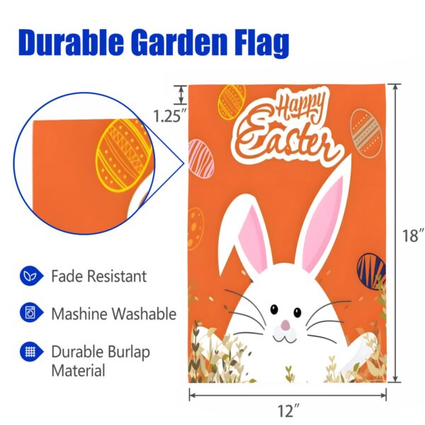 Linen Garden Flag Banner – Easter  – Orange Bunny 12″x18″   Garden Banner Flags Decorative Yard 3