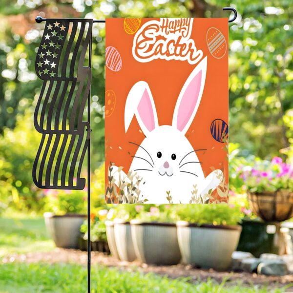 Linen Garden Flag Banner – Easter  – Orange Bunny 12″x18″   Garden Banner Flags Decorative Yard 4