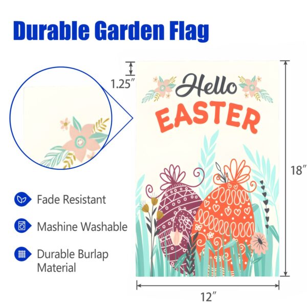 Linen Garden Flag Banner – Easter   – Hello Easter 12″x18″   Garden Banner Flags Decorative Yard 3