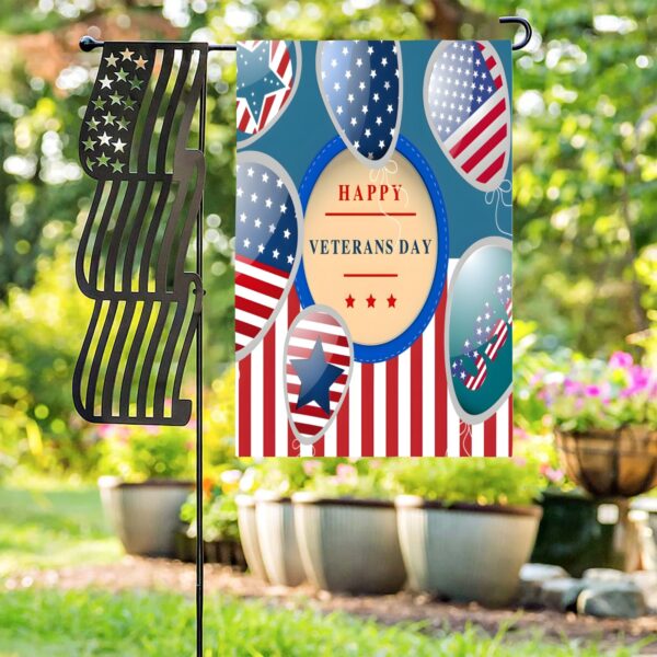 Linen Garden Flag Banner – Veterans  Day  – Happy Veteran 12″x18″   Garden Banner Flags Decorative Yard 4