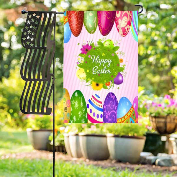 Linen Garden Flag Banner – Easter   – Flower Eggs 12″x18″   Garden Banner Flags Decorative Yard 4