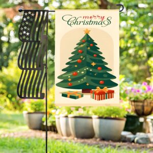 Linen Garden Flag Banner – Christmas
– Merry Christmas Tree 12″x18″   Garden Banner Flags Decorative Yard