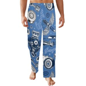 Men’s Sleeping Pajama Pants – Blue-HotRod – Men’s Pajamas Clothing Cozy Lounge Trousers