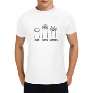 Unisex T-Shirt – Heavy Cotton Shirt – Rock Paper Scissors – White Clothing Custom shirts