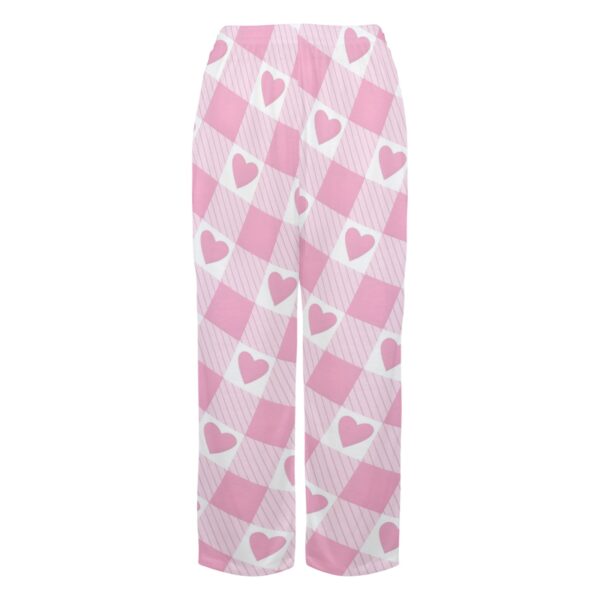 Ladies Sleeping Pajama Pants – Pink-Plaid Heart – Women’s Pajamas Clothing Cozy Lounge Trousers 4