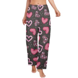 Ladies Sleeping Pajama Pants – Licorice Hearts – Women's Pajamas Clothing Cozy Lounge Trousers