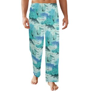 Men’s Sleeping Pajama Pants – Teal-Lures – Men’s Pajamas Clothing Cozy Lounge Trousers