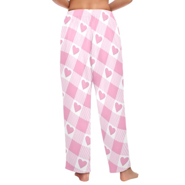 Ladies Sleeping Pajama Pants – Pink-Plaid Heart – Women’s Pajamas Clothing Cozy Lounge Trousers 3